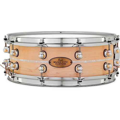 Pearl Music City Custom Solid Shell Snare Maple with Nicotine Marine Inlay 14 x 5 in.