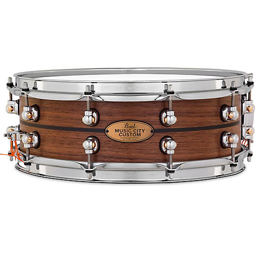 Pearl Music City Custom Solid Shell Snare Walnut with Ebony Inlay 14 x 5 in.