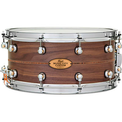 Pearl Music City Custom Solid Shell Snare Walnut with Kingwood Center Inlay