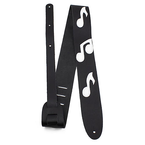 Perri's Music Notes Leather Guitar Strap Black 2.5 in.