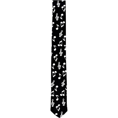 Music Notes Skinny Tie - Black and White