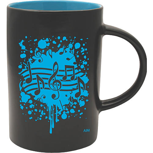 Musical Note Burst Black/Blue Caf Mug