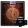 D'Addario NB1152 Nickel Bronze Custom Light 3-Pack Acoustic Strings and NS Micro Soundhole Tuner with Color Screen