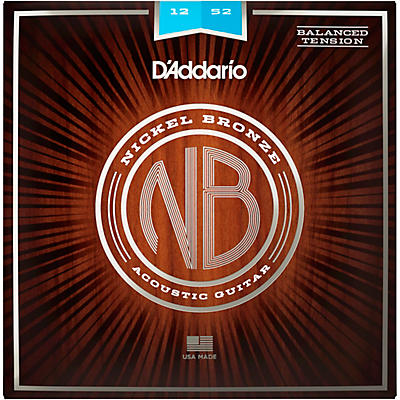 D'Addario NB1252BT Nickel Bronze Acoustic Guitar Strings - Balanced Tension Light