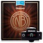 D'Addario NB1253 Nickel Bronze Light 3-Pack Acoustic Strings and NS Micro Soundhole Tuner w/ Color Screen
