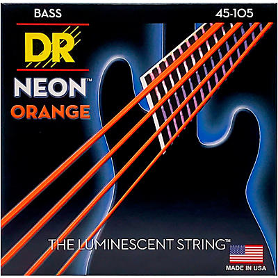 DR Strings NEON Hi-Def Orange Bass SuperStrings Medium 4 String