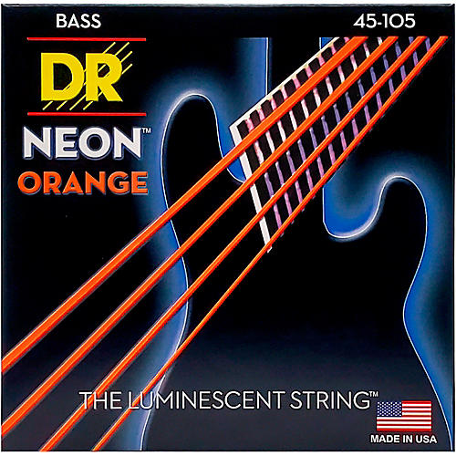 DR Strings NEON Hi-Def Orange Bass SuperStrings Medium 4 String