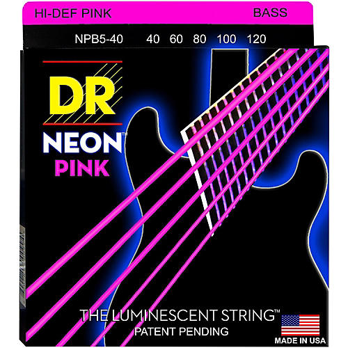 NEON Hi-Def Pink Bass SuperStrings Light 5-String