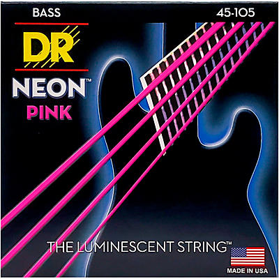 DR Strings NEON Hi-Def Pink Bass SuperStrings Medium 4-String