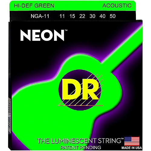 NGA-11 NEON Hi-Def Phosphorescent Green Acoustic Strings Medium-Light