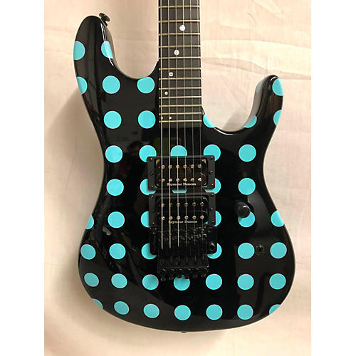 Kramer NIGHTSWAN Solid Body Electric Guitar BLACK WITH BLUE POLKA DOTS