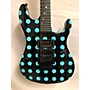 Used Kramer NIGHTSWAN Solid Body Electric Guitar BLACK WITH BLUE POLKA DOTS