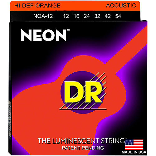 NOA-12 NEON Hi-Def Phosphorescent Orange Acoustic Strings Medium