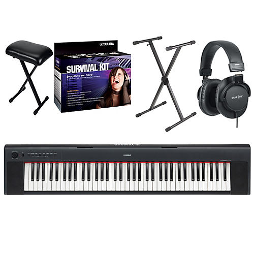 NP31 76-Key Portable Digital Piano with Yamaha D2 Survival Kit, Bench, Stand, & Headphones