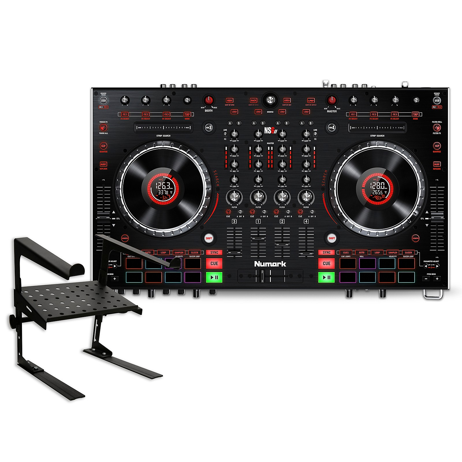 Numark NS6II DJ Controller with Laptop Stand Musician's Friend
