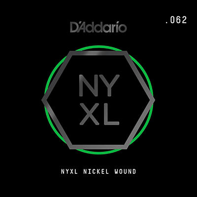 D'Addario NYNW062 NYXL Nickel Wound Electric Guitar Single String, .062