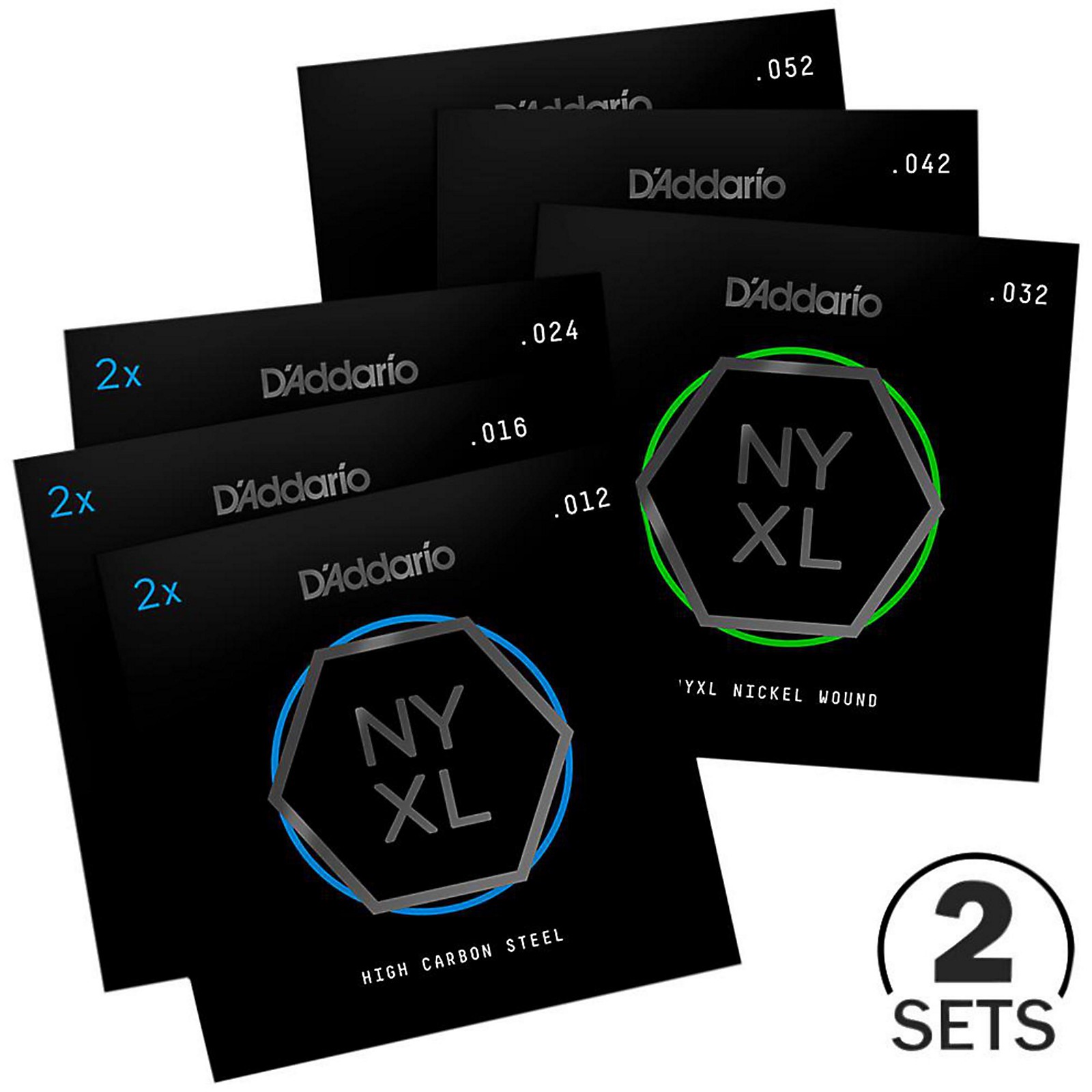 D'Addario NYXL1252 Jazz Light Electric Guitar Strings Custom 2Pack (12