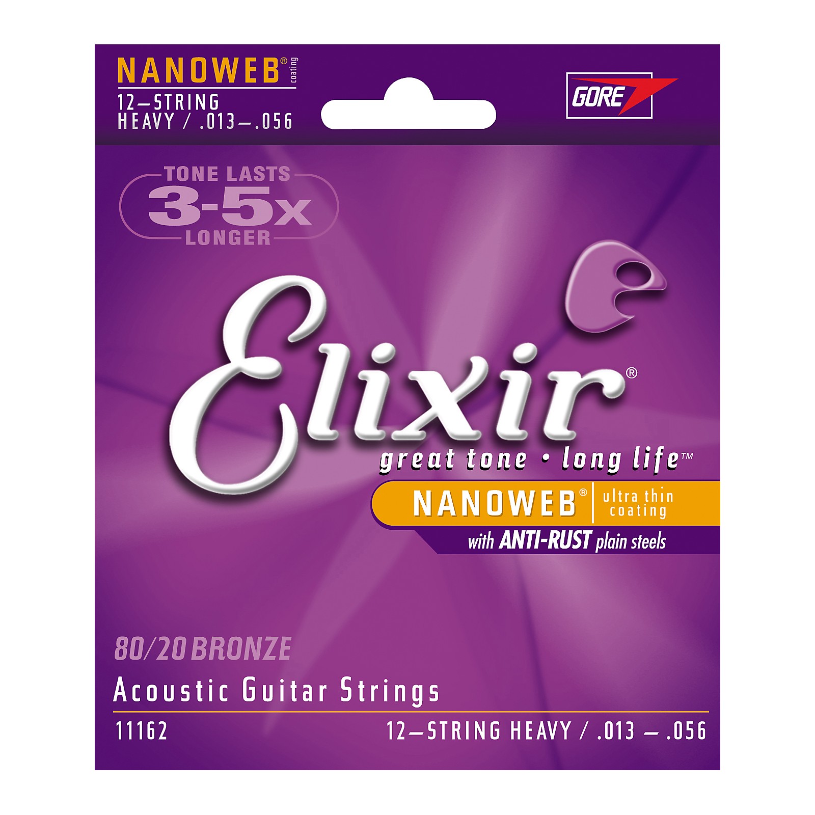 Elixir Nanoweb Heavy 12String Acoustic Guitar Strings Musician's Friend