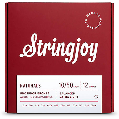 Stringjoy Naturals 12 String Phosphor Bronze Acoustic Guitar Strings 10 - 50