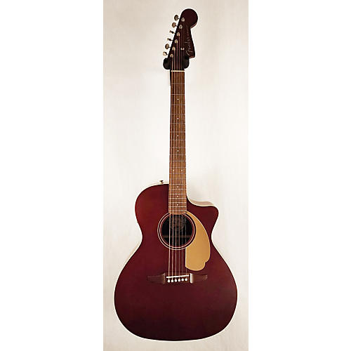 Fender Newporter Player Acoustic Electric Guitar Trans Red