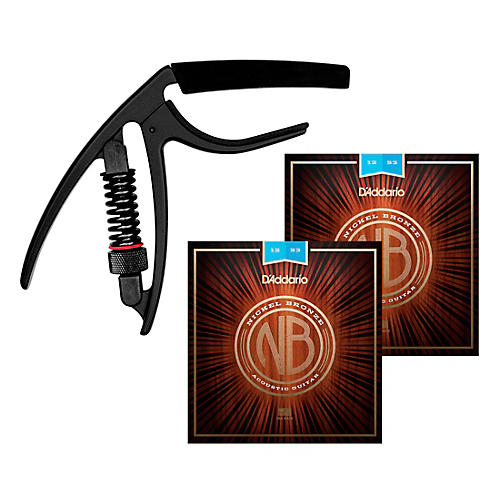 Nickel Bronze Light Acoustic Strings (2 Sets) with Reflex Capo