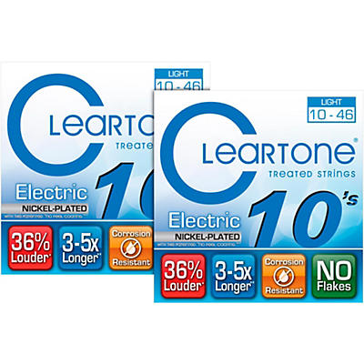 Cleartone Nickel-Plated Light Gauge Treated Electric Guitar Strings (2-Pack)