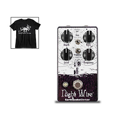 Earthquaker Devices Night Wire V2 Harmonic Tremolo Effects Pedal and Octoskull T-Shirt Large Black