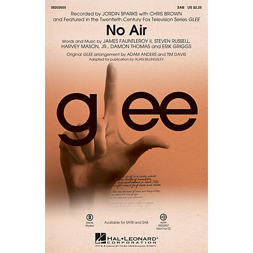 Hal Leonard No Air (from Glee) SAB by Chris Brown arranged by Adam Anders