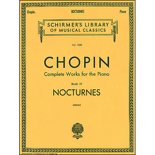 G. Schirmer Nocturnes Book 4 Piano By Chopin