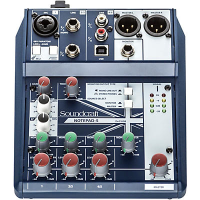 Soundcraft Notepad-5 Small-Format Analog Mixing Console With USB I/O