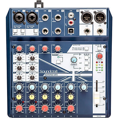 Soundcraft Notepad-8FX Small Format 8 Channel Analog Mixer w/ USB I/O & Effects
