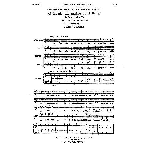 Novello O Lorde, The Maker of Al Thing SATB Composed by John Joubert