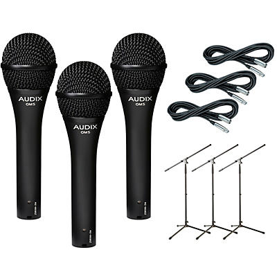 Audix OM-5 Mic with Cable and Stand 3 Pack