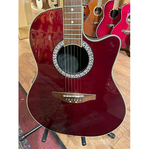 Ovation OP20 Acoustic Electric Guitar Wine Red