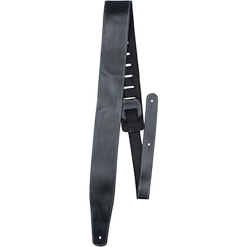 Perri's Oil Leather Guitar Strap With Contrast Stitching Black 2.5 in.