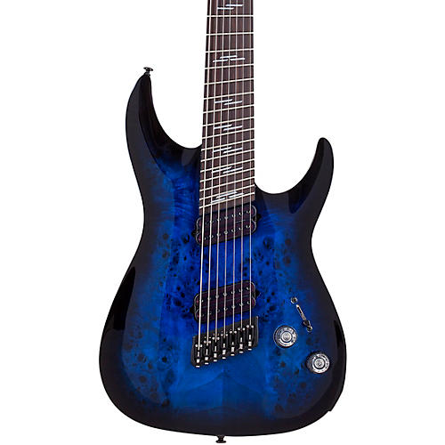 Schecter Guitar Research Omen Elite-7 MS Electric Guitar See-Thru Blue Burst