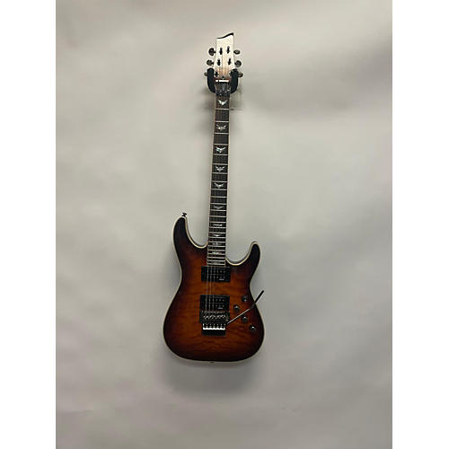 Schecter Guitar Research Omen Extreme 6 Floyd Rose Solid Body Electric Guitar tiger flame
