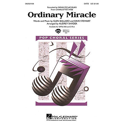 Hal Leonard Ordinary Miracle (from Charlotte's Web) SATB by Sarah McLachlan arranged by Audrey Snyder