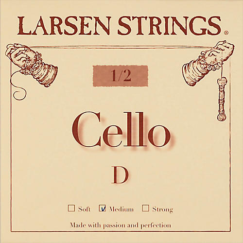 Larsen Strings Original Cello D String 1/2 Size, Medium Steel, Ball End