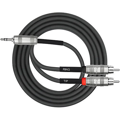 KIRLIN Original Y-Cable 3.5mm TRS Plug - 2 x RCA Plug (Tip/Ring) 6 ft. Black