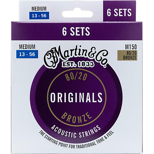 Martin Originals 80/20 Bronze Acoustic Guitar Strings 6-Pack Medium (13-56)