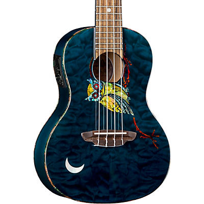 Luna Guitars Owl Quilt Top Concert Acoustic-Electric Ukulele
