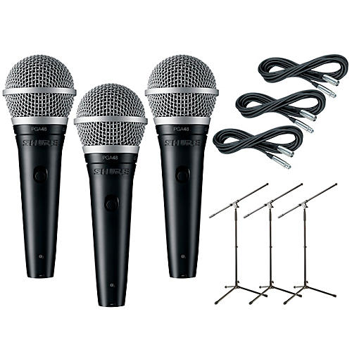 Shure PGA48 3-Pack Mic and Stand Kit