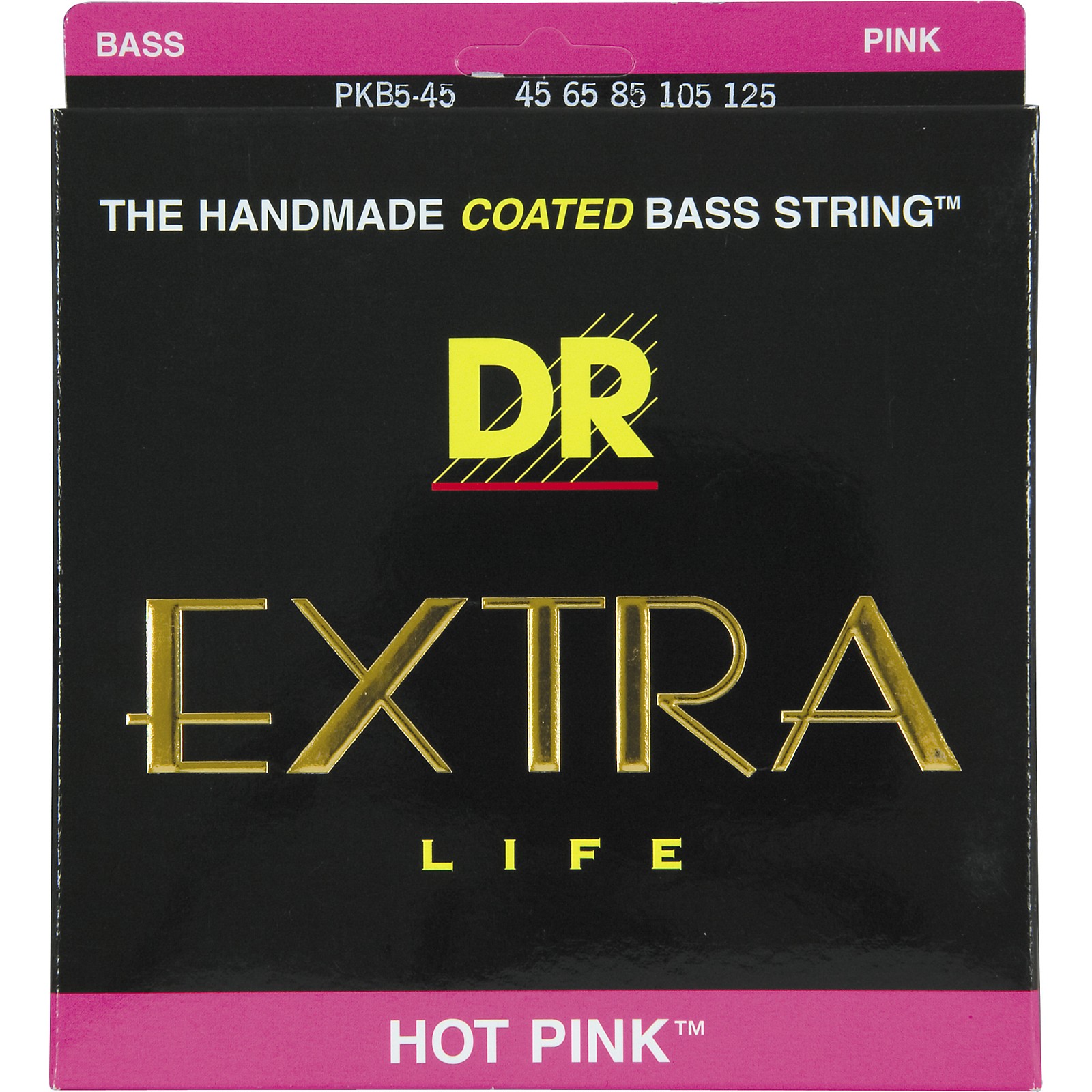 DR Strings PKB45125 Hot Pink Coated Medium 5String Bass Guitar