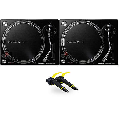 Pioneer DJ PLX-500 Direct-Drive Professional Turntable Pair (Black) with Ortofon Concorde Club Cartridge Twin Pack