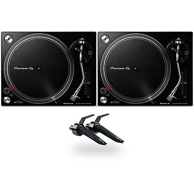 Pioneer DJ PLX-500 Direct-Drive Professional Turntable Pair (Black) with Ortofon Concorde Mix Cartridge Twin Pack