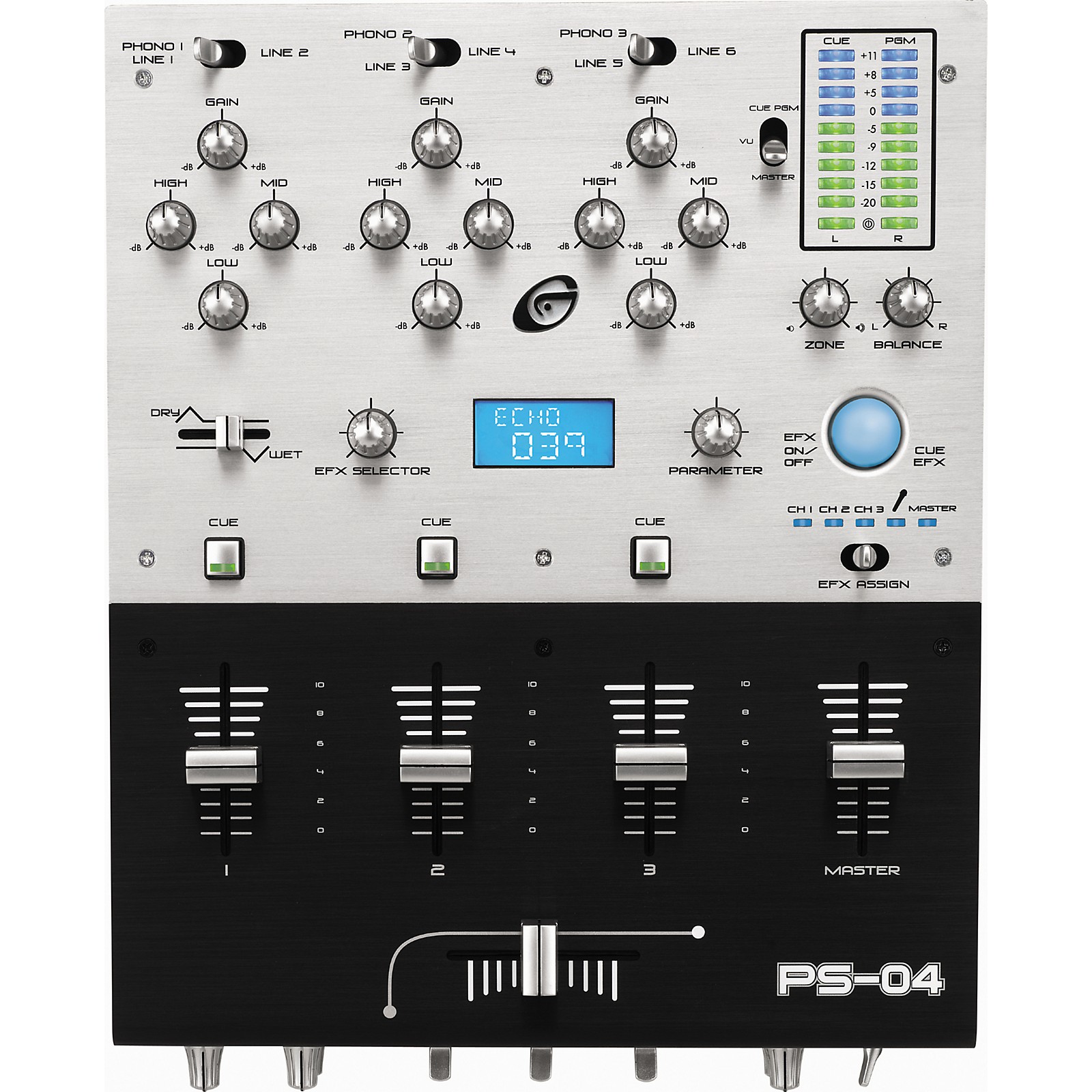 Gemini PS04 3Channel 10" DJ Mixer with FX Musician's Friend