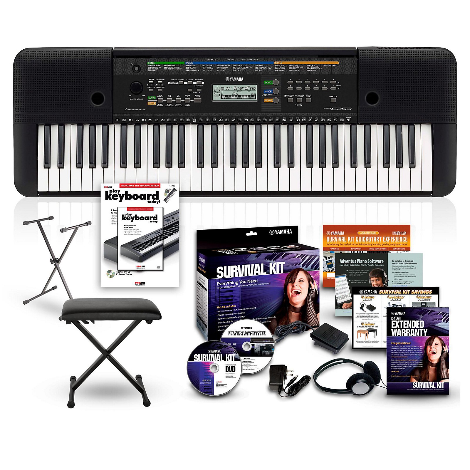 Yamaha PSRE253 61Key Portable Keyboard Package Musician's Friend