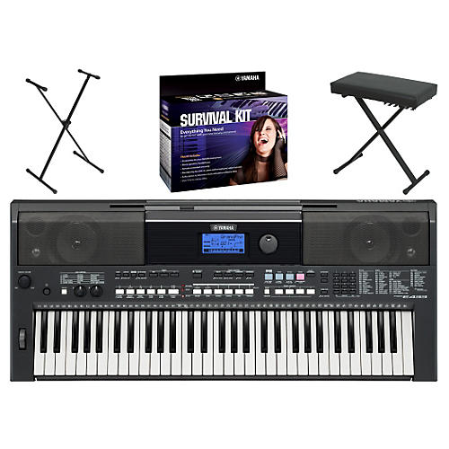 PSRE433 Portable Digital Piano with Yamaha D2 Survival Kit, Bench, & Stand