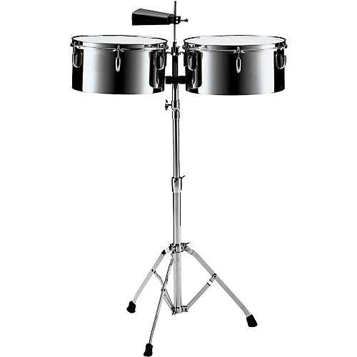PTS5134 13 in. and 14 in. Steel Timbales with Cowbell and Stand